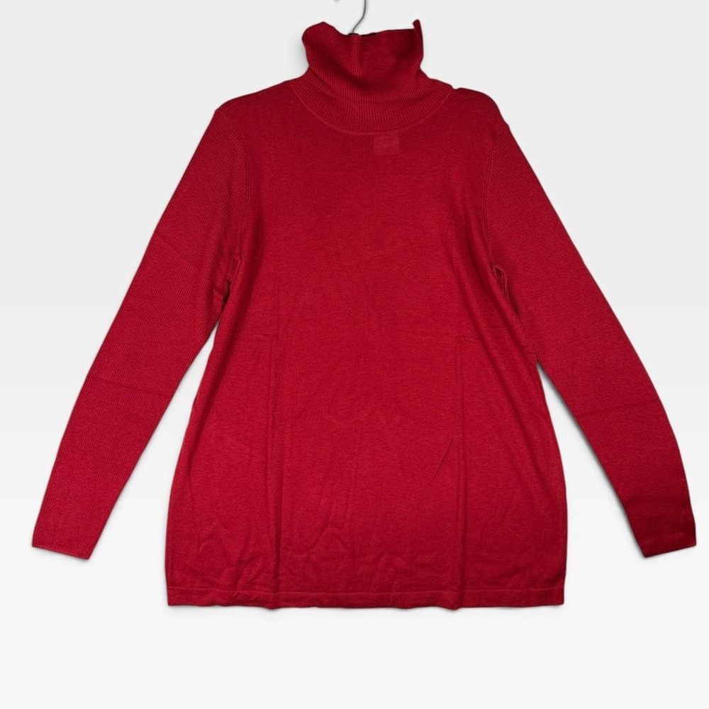 J. Jill Turtleneck Sweater Women LT Scarlet Red Silk Cotton Blend NWT